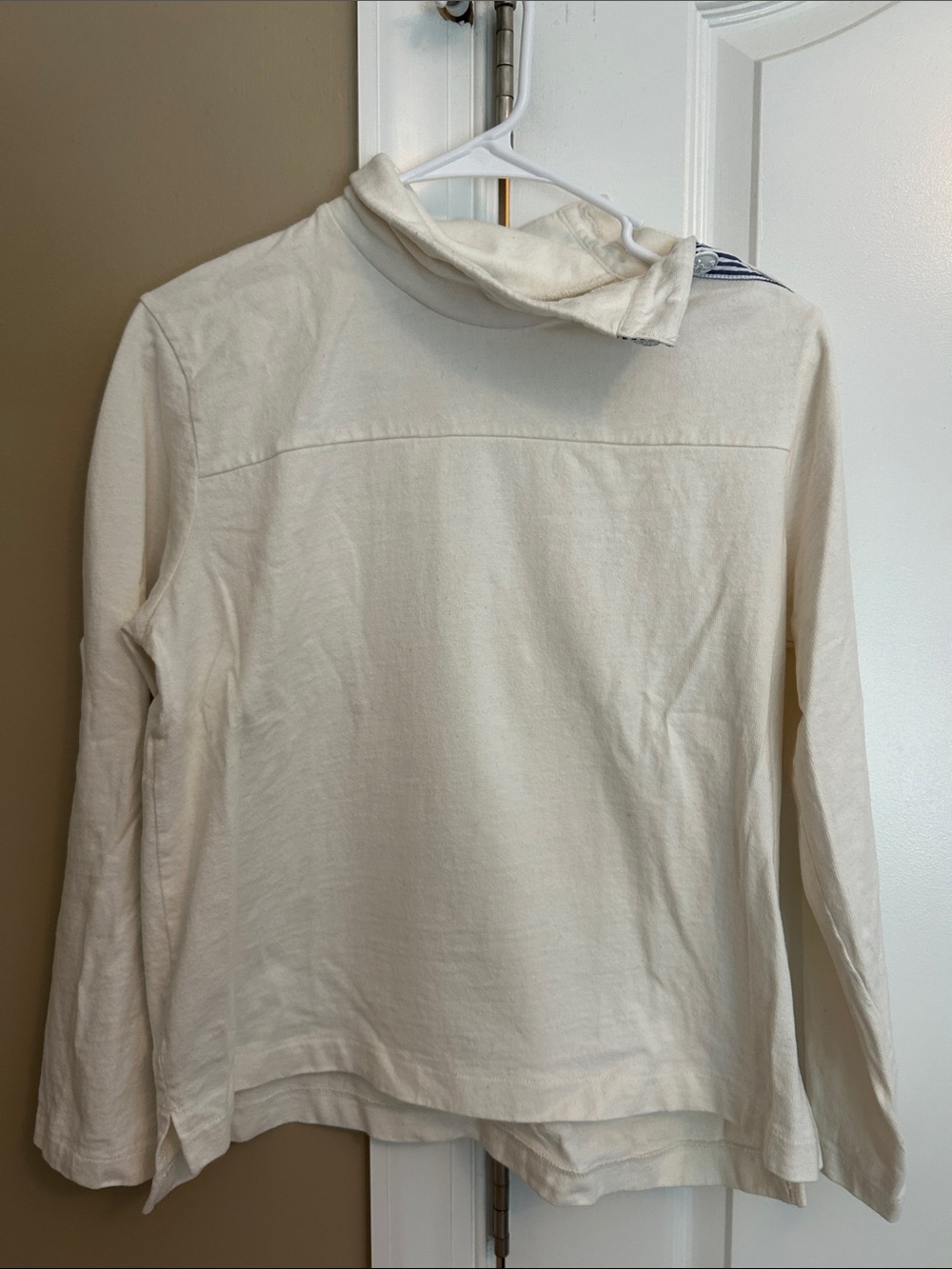 J Crew Cream Long Sleeve Pullover Top